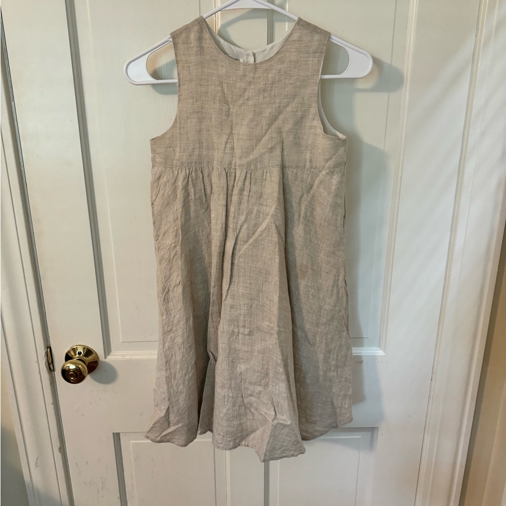 Chic Sleeveless Kids Dress in Light Beige